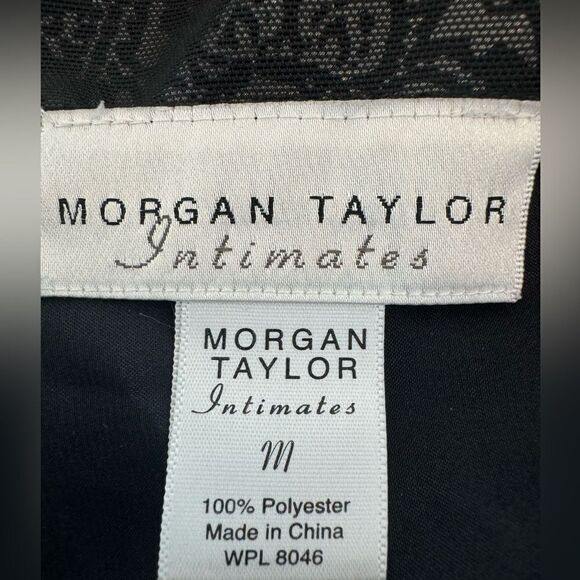 Morgan Taylor Black White Floral Slip Dress Sheer Size Medium - Picture 3 of 7